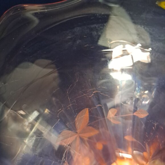 Vintage Pink Depression Glass Vase Etched Floral Design Fluted Rim - Picture 14 of 16